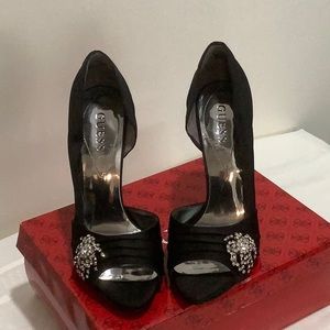 GUESS Black Satin Elegant High Heels Shoes